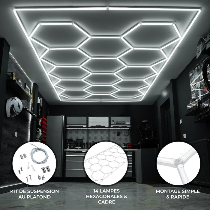 Kit d'éclairage hexagonal LED 14 hexagones avec cadre
