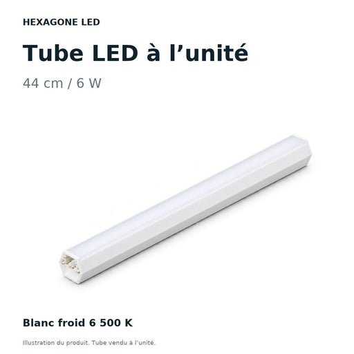Tube LED pour éclairage hexagonal 44 cm – 6 W – Blanc froid 6500 K