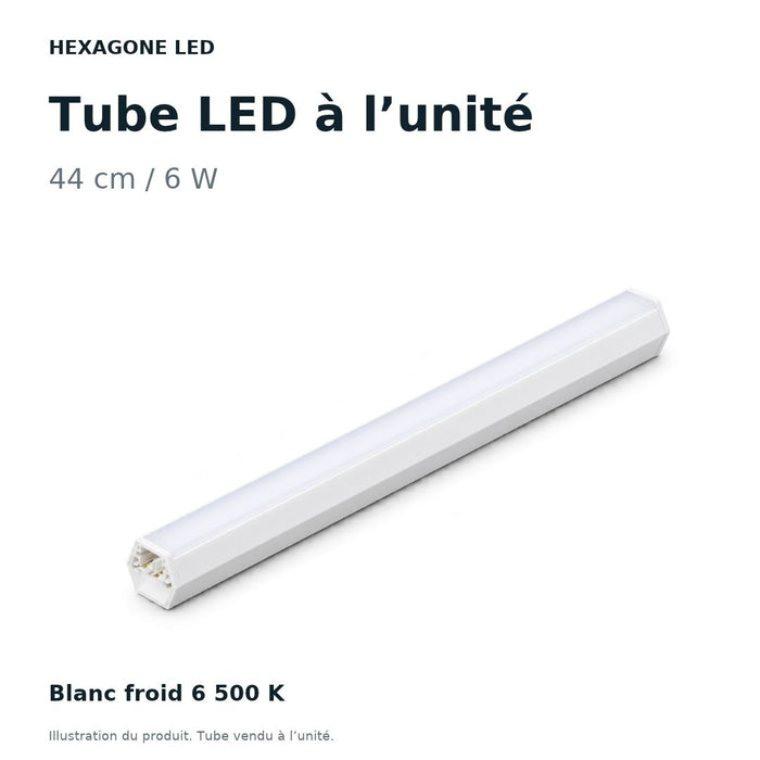 Tube LED pour éclairage hexagonal 44 cm – 6 W – Blanc froid 6500 K