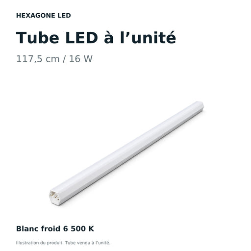 Tube LED pour éclairage hexagonal 117,5 cm – 16 W – Blanc froid 6500 K