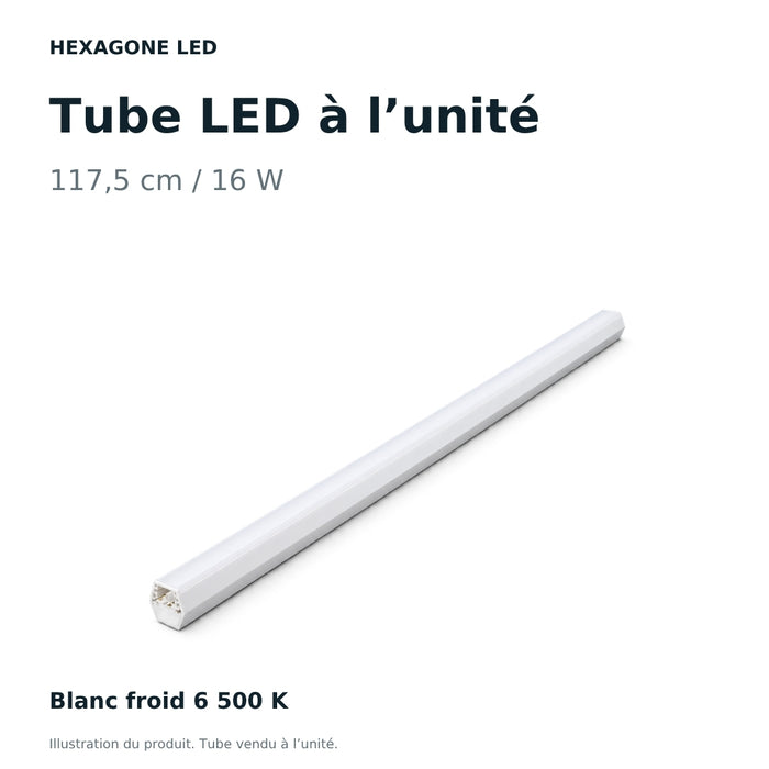 Tube LED pour éclairage hexagonal 117,5 cm – 16 W – Blanc froid 6500 K