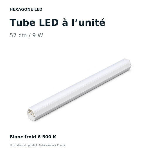 Tube LED pour éclairage hexagonal 57 cm – 9 W – Blanc froid 6500 K