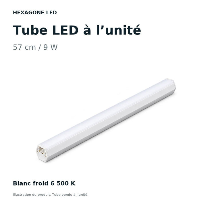 Tube LED pour éclairage hexagonal 57 cm – 9 W – Blanc froid 6500 K