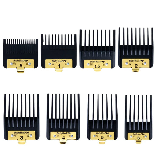 Babyliss PRO FXPCGE - Kit de 8 Sabots Premium pour Tondeuse – Guides de Coupe avec Finition Dorée