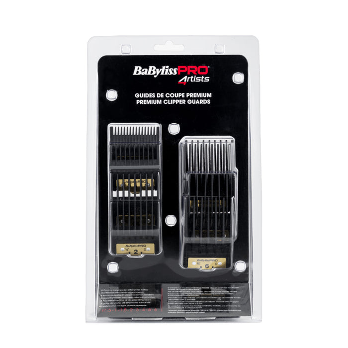 Babyliss PRO FXPCGE - Kit de 8 Sabots Premium pour Tondeuse – Guides de Coupe avec Finition Dorée