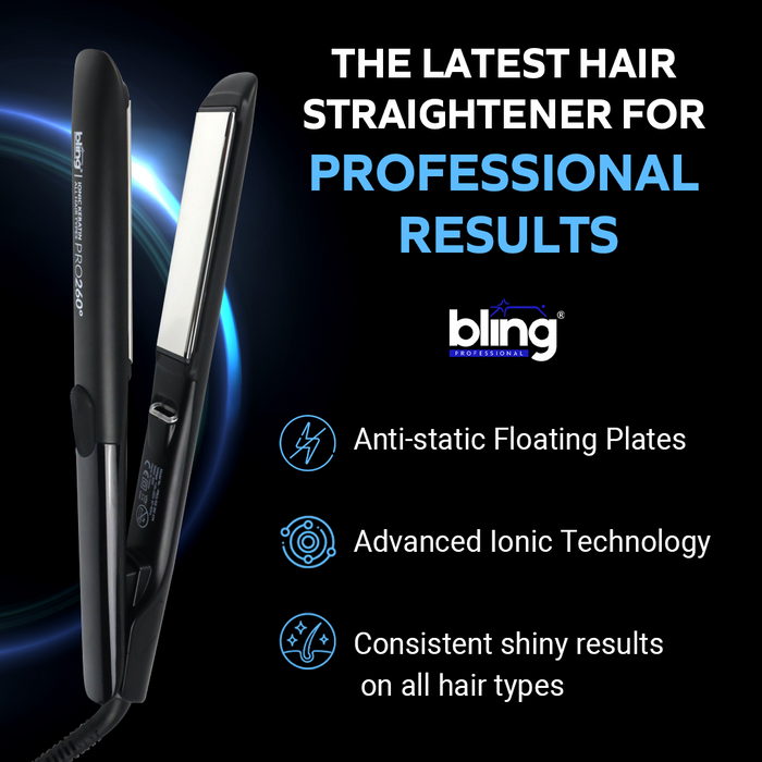 Bling Professional – Fer à lisser Ionic Keratin PRO 260° – Plaques Titane – Tous types de cheveux
