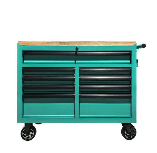 Barber Work Station 9 Drawer – Meuble Barbier avec 9 Tiroirs et Prises Intégrées – Turquoise