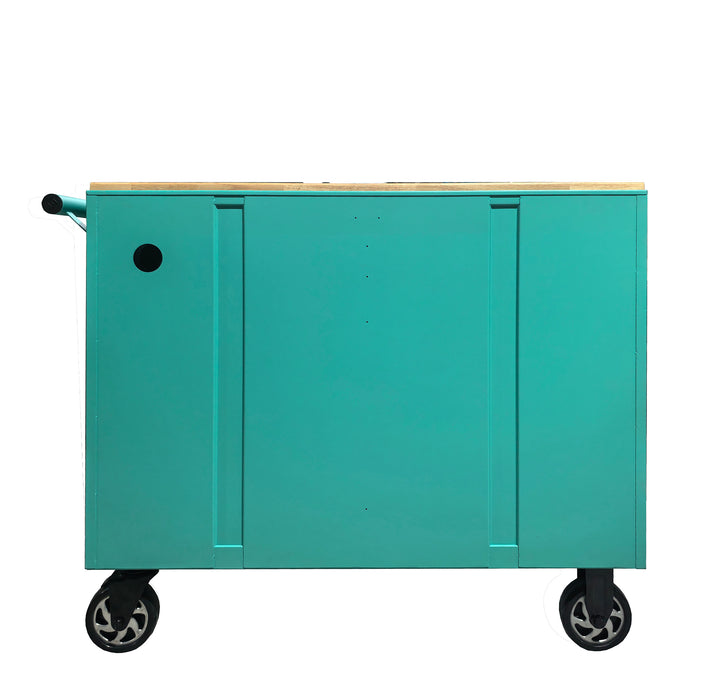 Barber Work Station 9 Drawer – Meuble Barbier avec 9 Tiroirs et Prises Intégrées – Turquoise