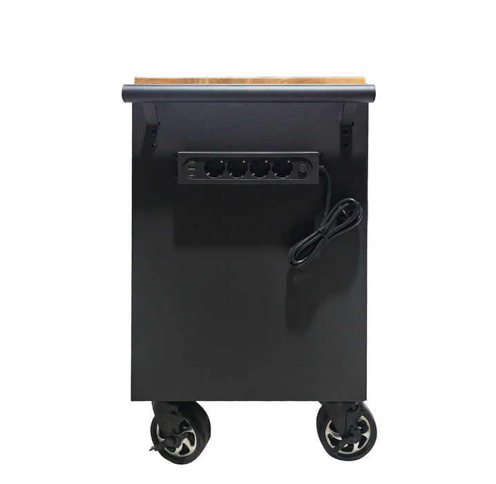 Barber Work Station 9 Drawer – Meuble Barbier avec Tiroirs et Prises Intégrées – Black