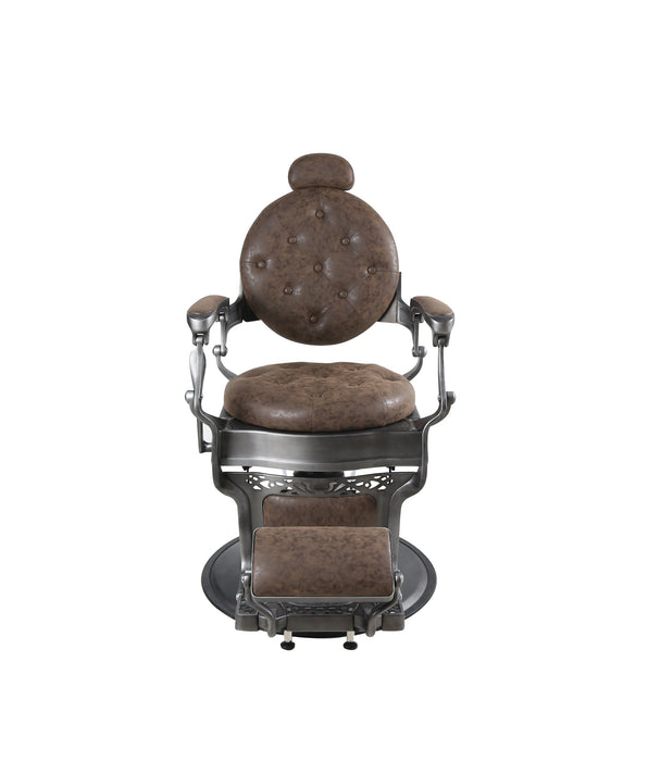 Fauteuil de barbier Hercules marron vintage, vue de face