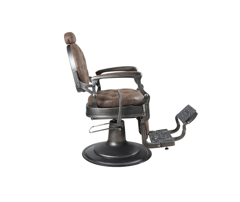 Fauteuil de barbier Hercules marron vintage, vue de profil