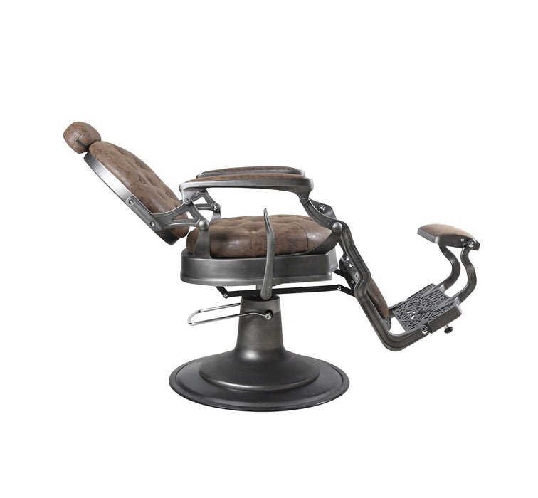 Fauteuil de barbier Hercules marron vintage avec dossier incliné