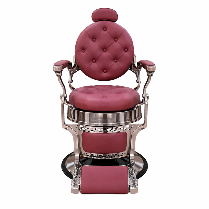 Fauteuil de barbier Red Prince bordeaux, vue de face