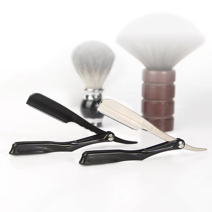 Rasoir de Barbier Professionnel à Lame Interchangeable - Noir & Argent
