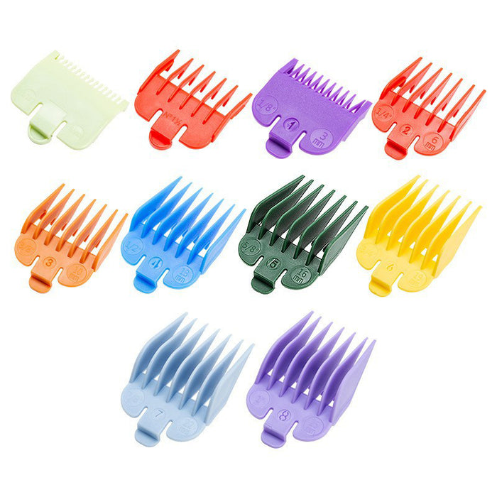 Set de 8 Sabots Colorés pour Tondeuse avec Support - Clipper Guides Professional
