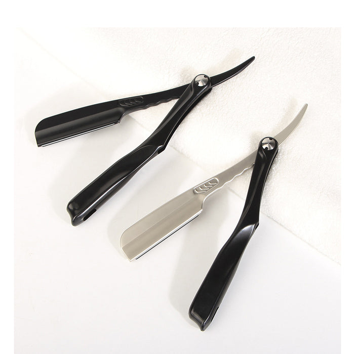 Rasoir de Barbier Professionnel à Lame Interchangeable - Noir & Argent